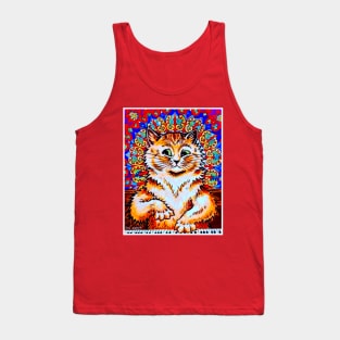 Cat Playing a Piano : A Louis Wain abstract psychedelic Art Print Tank Top